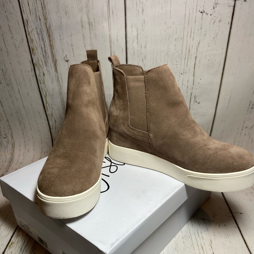 Genuine leather flat ankle booties